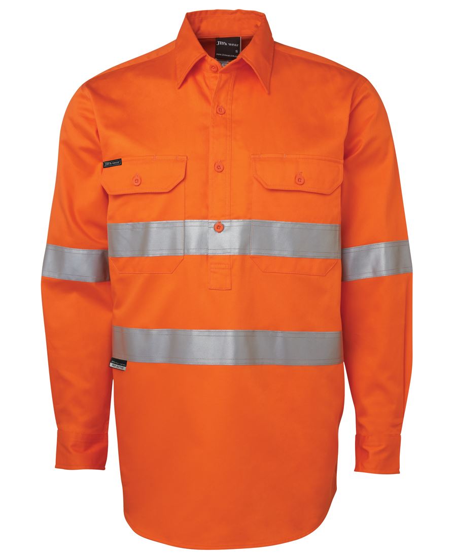 JB's Hi Vis (D+N) Close Front L/S 190g Work Shirt 6HWCF | Hardwearing comfort