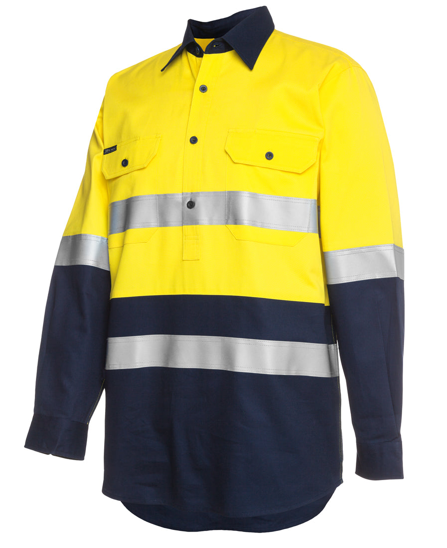 JB's Hi Vis (D+N) Close Front L/S 190g Work Shirt 6HWCF | Hardwearing comfort