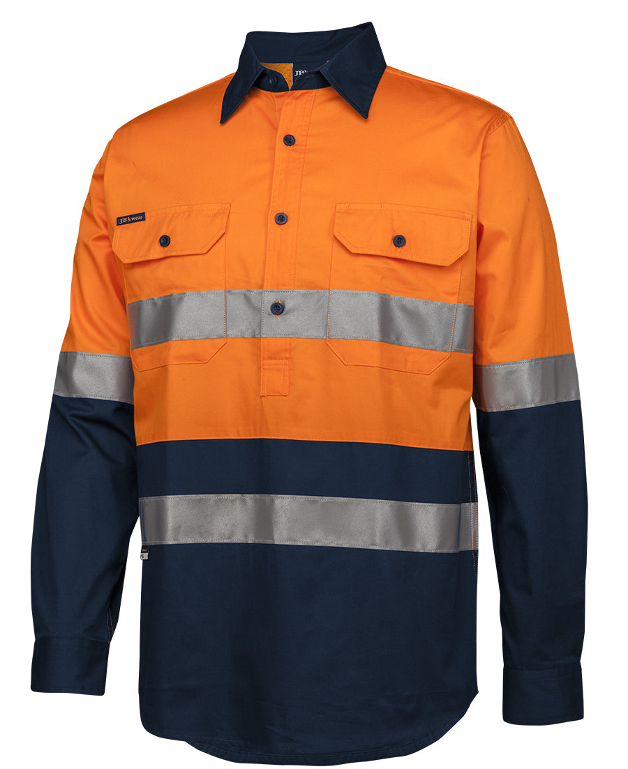 JB's Hi Vis (D+N) Close Front L/S 150g Work Shirt 6HWCS