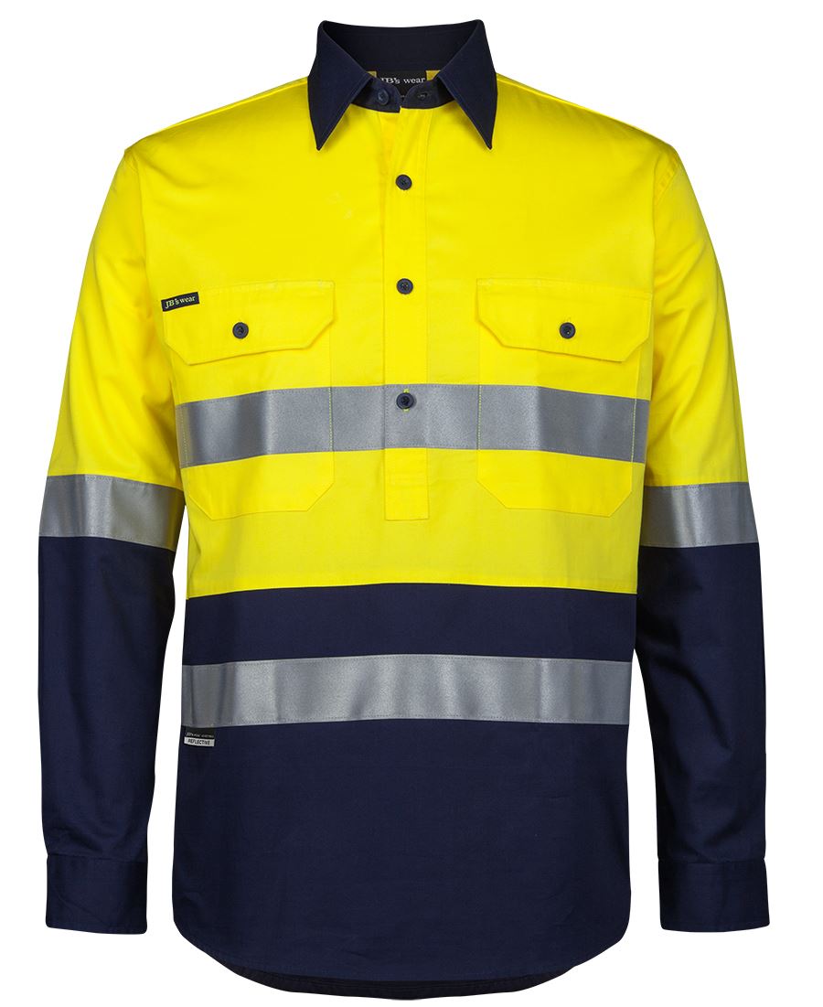 JB's Hi Vis (D+N) Close Front L/S 150g Work Shirt 6HWCS