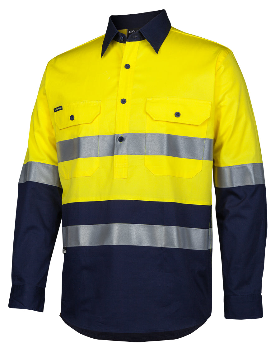 JB's Hi Vis (D+N) Close Front L/S 150g Work Shirt 6HWCS