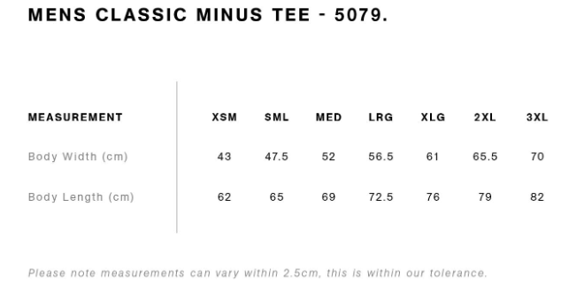 as colour Classic Minus Tee [-5cm] 5079
