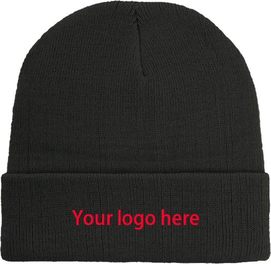 Customized Beanie | Plain Beanie + One Sided Embroidery | Cuffed Recycled Polyester Knitted Beanie