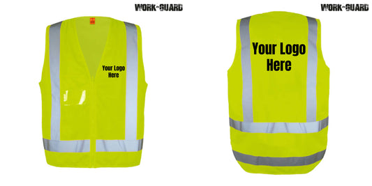 Orange / Yellow(Lime) Hi Vest with front and back logo printed